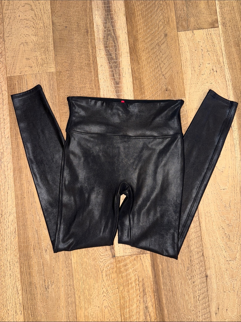 SPANX Black High-Waist Faux Leather Leggings